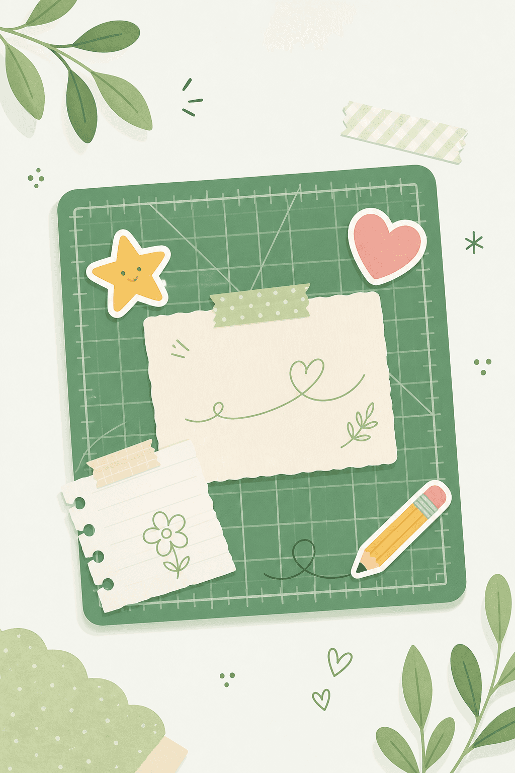 Notes and stickers on a shared mat